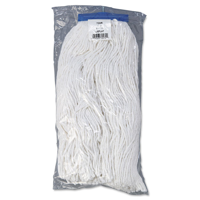 Mop Head, Economical Lie-Flat Head, Rayon Fiber, 20oz, White, 12/Carton