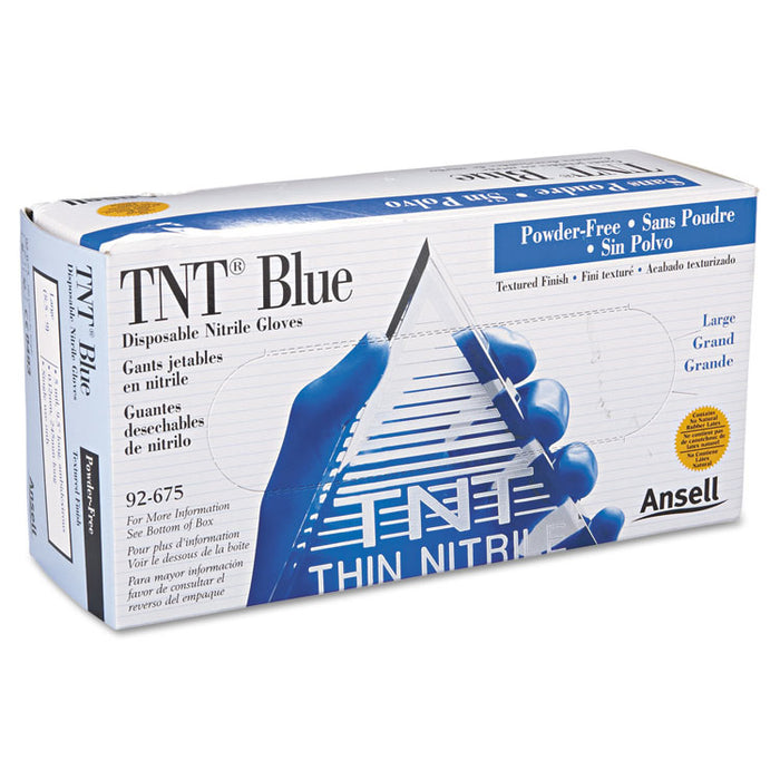 TNT Disposable Nitrile Gloves, Non-powdered, Blue, Large, 100/Box