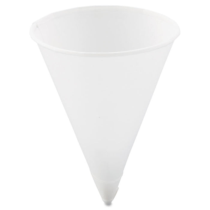 Cone Water Cups, Paper, 4 oz, Rolled Rim, White, 200/Bag, 25 Bags/Carton