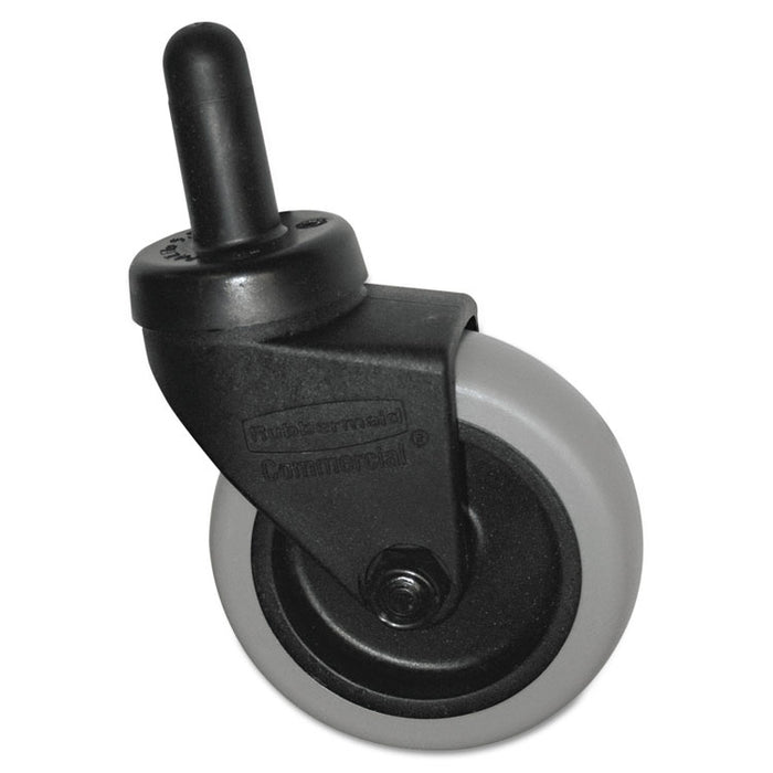 Replacement Bayonet-Stem Swivel Casters, Grip Ring Stem, 3" Soft Rubber Wheel, Black