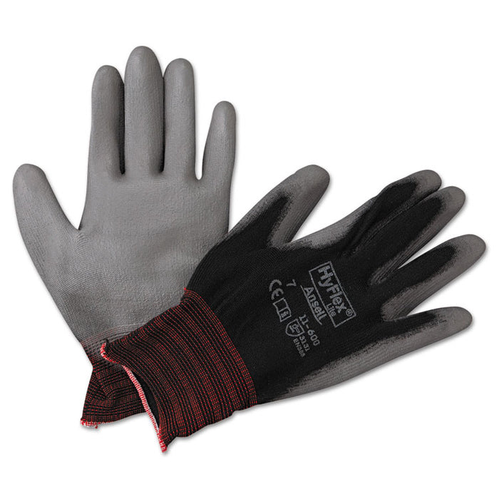 HyFlex Lite Gloves, Black/Gray, Size 7, 12 Pairs