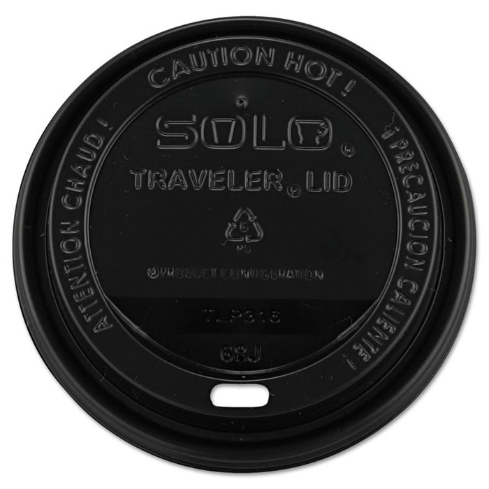 Traveler Cappuccino Style Dome Lid, Fits 10 oz to 24 oz Cups, Black, 100/Sleeve, 10 Sleeves/Carton