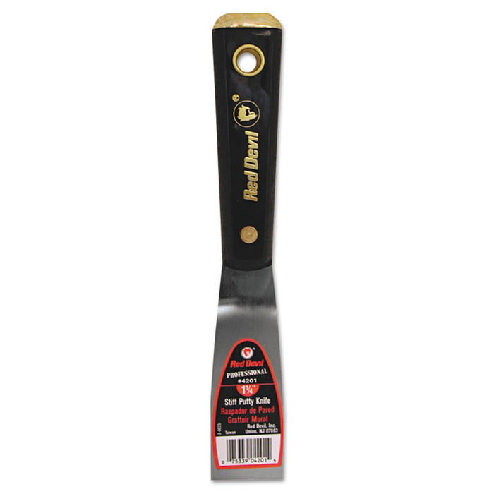 Putty Knife, 1 1/2" Wide, Steel, Stiff
