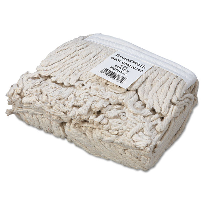 Banded Cotton Mop Head, #24, White, 12/Carton