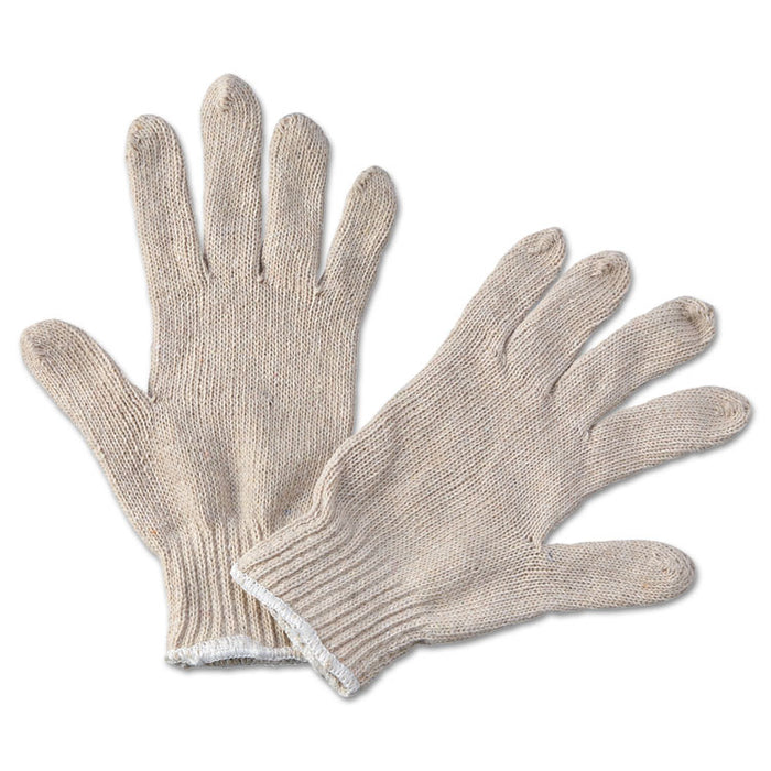 String Knit General Purpose Gloves, Large, Natural, 12 Pairs