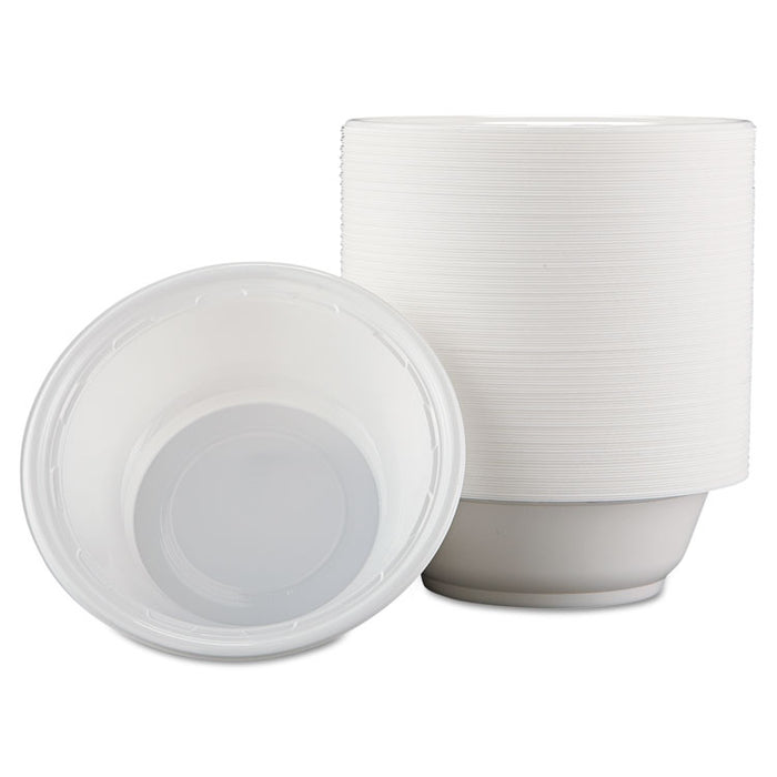 Famous Service Plastic Dinnerware, Bowl, 12oz, White, 125/Pack, 8 Packs/Carton