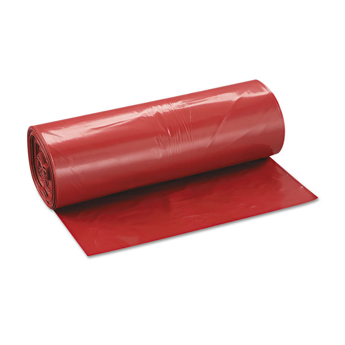 Low-Density Commercial Can Liners, 45 gal, 1.3 mil, 40" x 46", Red, 100/Carton