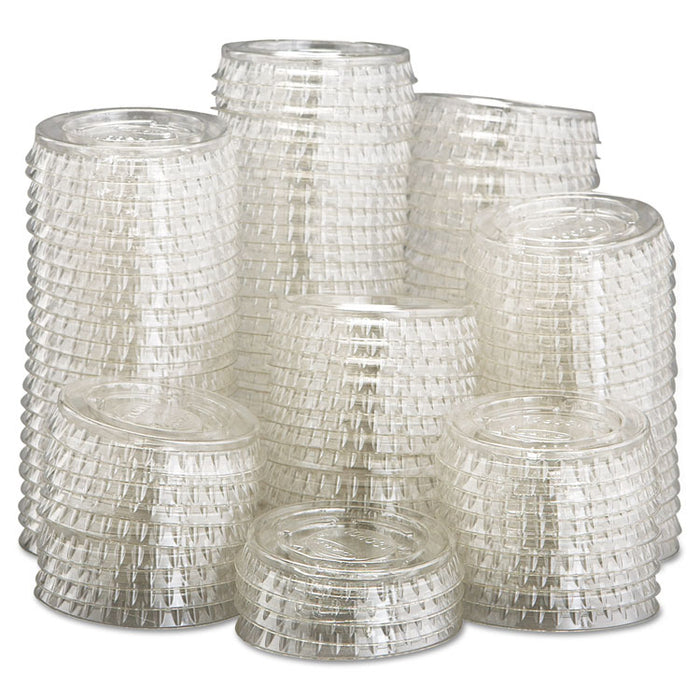 Portion/Souffle Cup Lids, Fits 0.5 oz to 1 oz Cups, PET, Clear, 125 Pack, 20 Packs/Carton