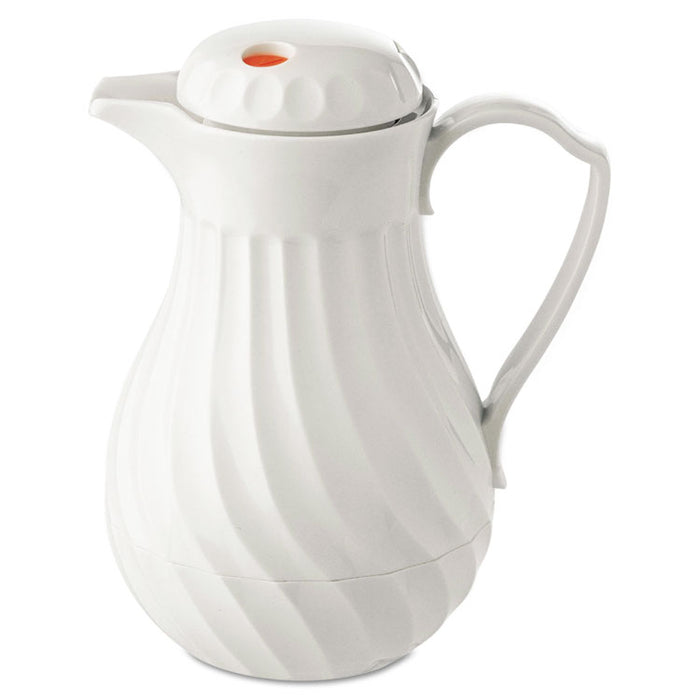 Poly Lined Carafe, Swirl Design, 64 oz Capacity, White