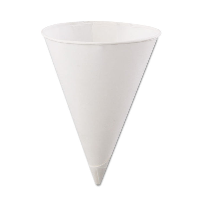 Rolled Rim Paper Cone Cups, 4.5oz, White, 200/Bag, 25 Bags/Carton