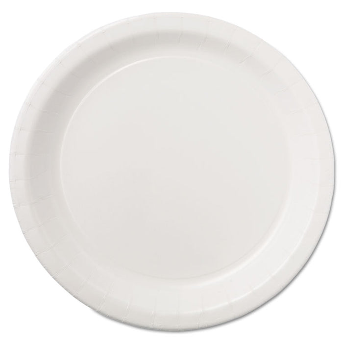 Coated Paper Dinnerware, Plate, 9" dia, White, 50/Pack, 10 Packs/Carton