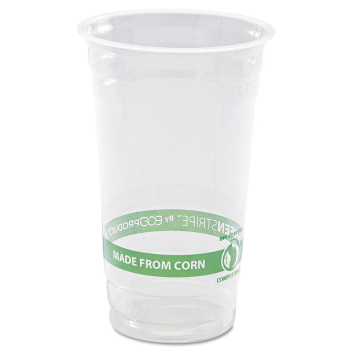 GreenStripe Renewable and Compostable PLA Cold Cups, 24 oz, 50/Pack, 20 Packs/Carton
