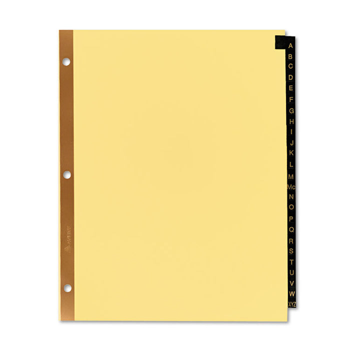 Preprinted Black Leather Tab Dividers w/Gold Reinforced Edge, 25-Tab, Ltr