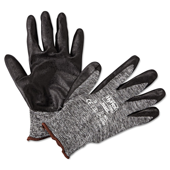 HyFlex Foam Gloves, Dark Gray/Black, Size 9, 12 Pairs