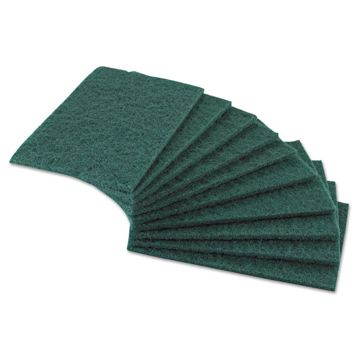 Medium-Duty Scouring Pad, 6 x 9, Green, 10 Pads/Pack, 6 Packs/Carton
