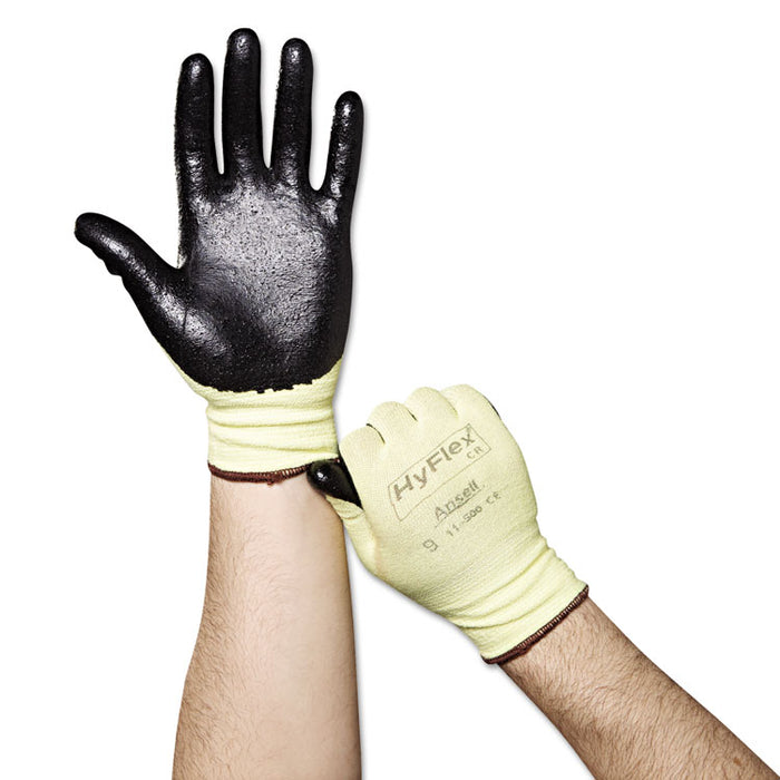 HyFlex Ultra Lightweight Assembly Gloves, Black/Yellow, Size 9, 12 Pairs