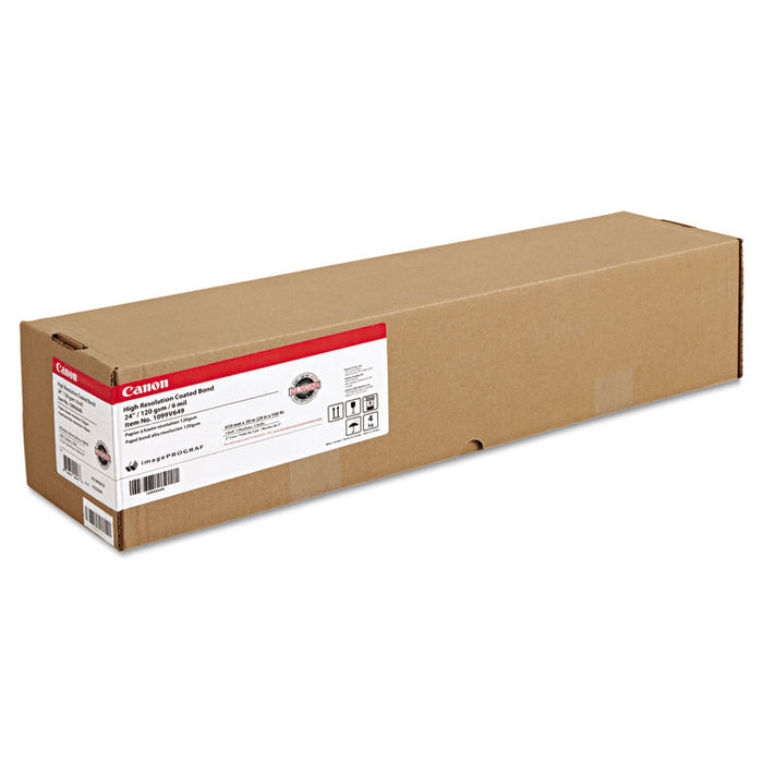 High Resolution Coated Bond Paper, 2" Core, 6 mil, 24" x 100 ft, Matte White