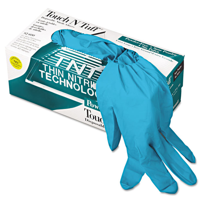 Touch N Tuff Nitrile Gloves, Teal, Size 9 1/2 - 10, 100/Box