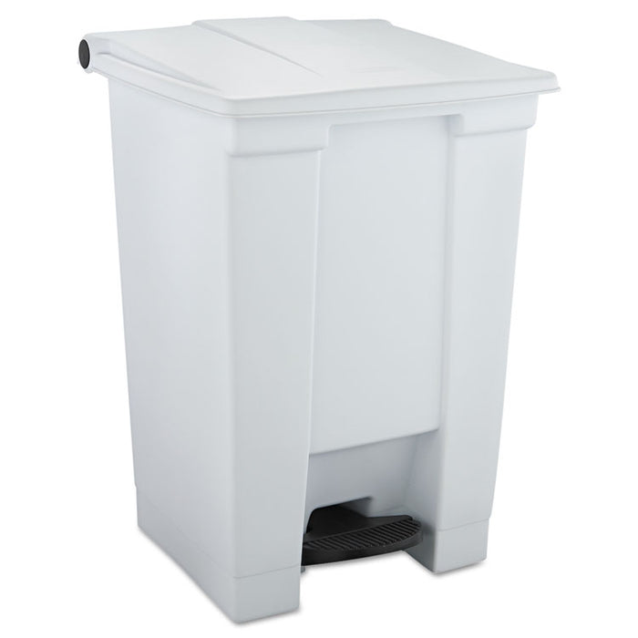 Indoor Utility Step-On Waste Container, Square, Plastic, 12 gal, White