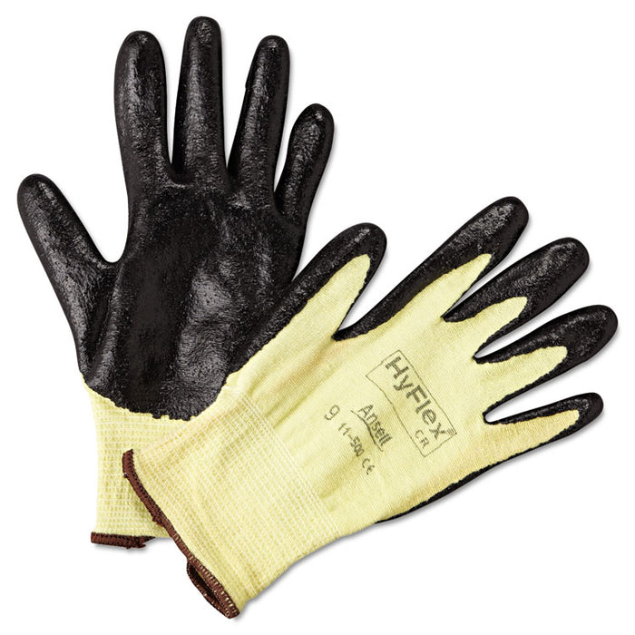 HyFlex Ultra Lightweight Assembly Gloves, Black/Yellow, Size 9, 12 Pairs