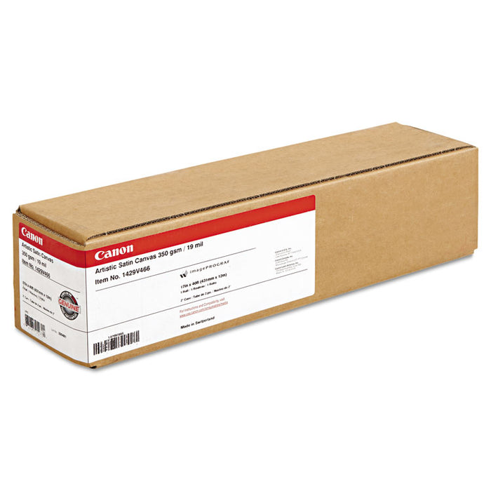 Artistic Satin Canvas Paper Roll, 2" Core, 15 mil, 17" x 40 ft, Satin White