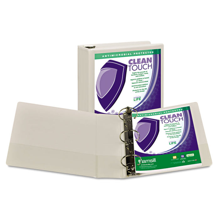 Clean Touch Locking Round Ring View Binder Protected w/Antimicrobial Additive, 3 Rings, 3" Capacity, 11 x 8.5, White