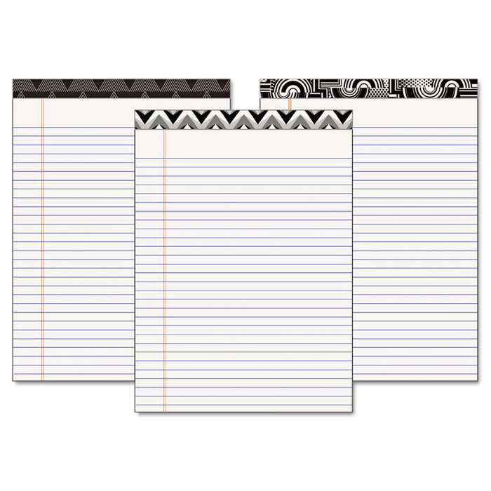 Fashion Legal Pads, Wide/Legal Rule, 8.5 x 11, White, 50 Sheets, 6/Pack