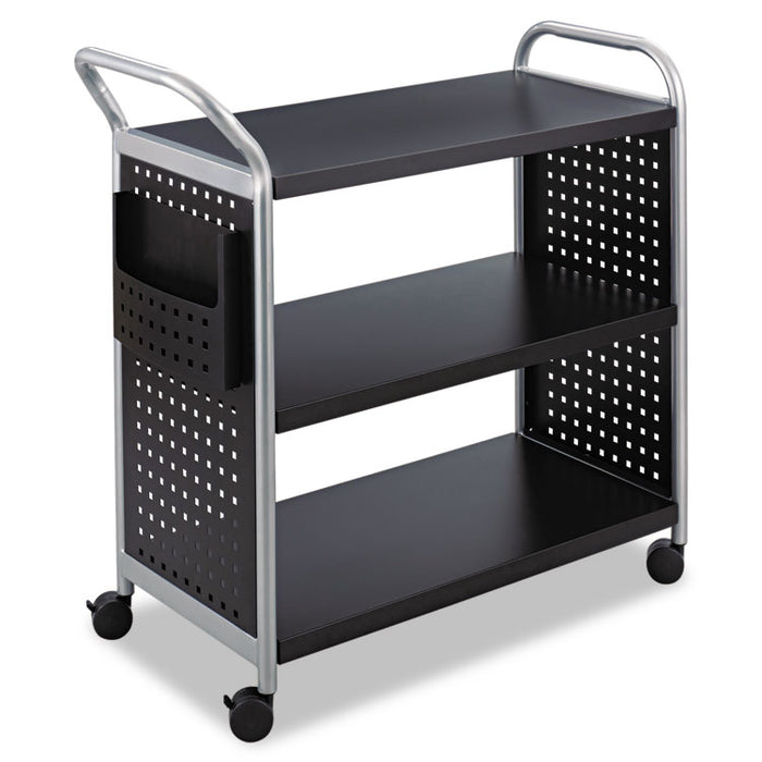Scoot Three-Shelf Utility Cart, 31w x 18d x 38h, Black/Silver