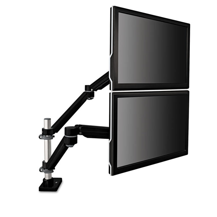 Easy-Adjust Dual Monitor Arm, 4.5w x 25.5d x 27h, Black/Gray