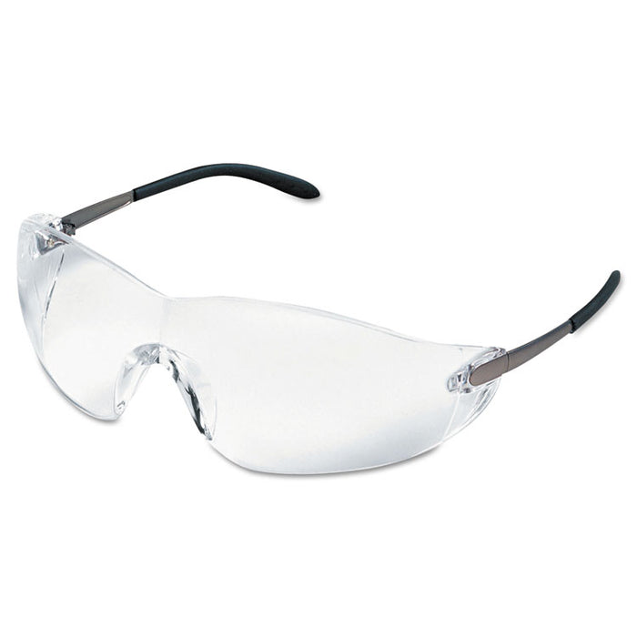 Blackjack Wraparound Safety Glasses, Chrome Plastic Frame, Clear Lens