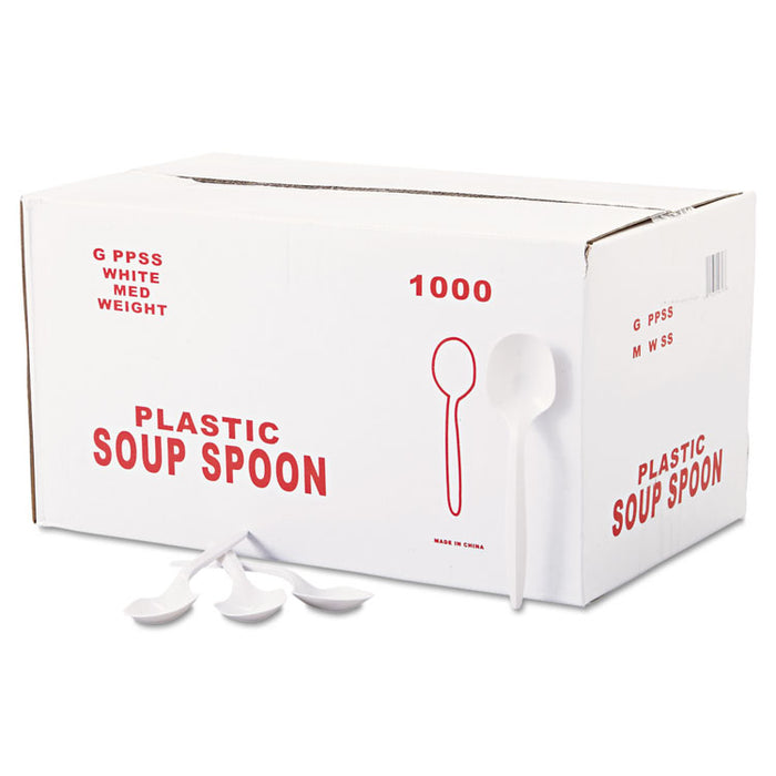 Medium-Weight Cutlery, Soup Spoon, White, 1000/Carton