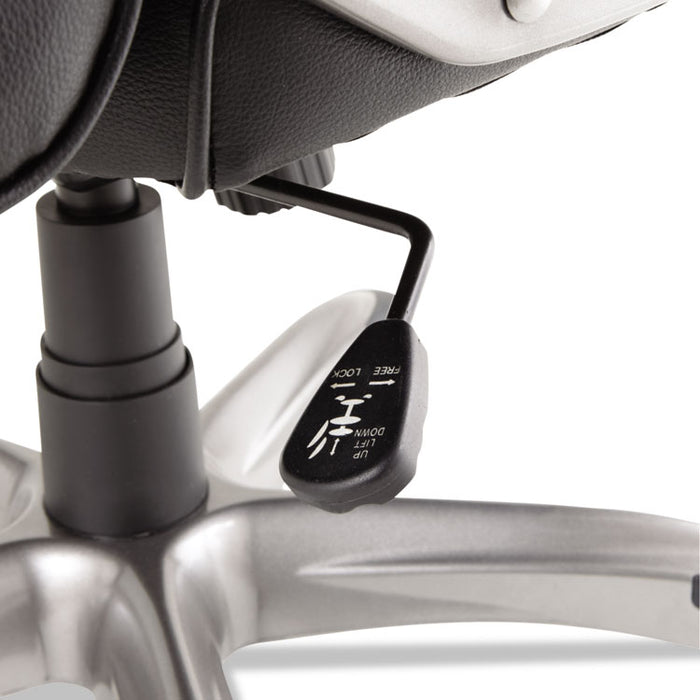 Alera Veon Series Executive High-Back Leather Chair, Supports up to 275 lbs., Black Seat/Black Back, Graphite Base