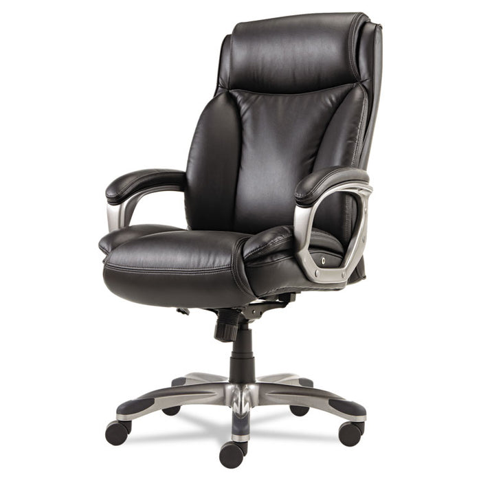 Alera Veon Series Executive High-Back Leather Chair, Supports up to 275 lbs., Black Seat/Black Back, Graphite Base