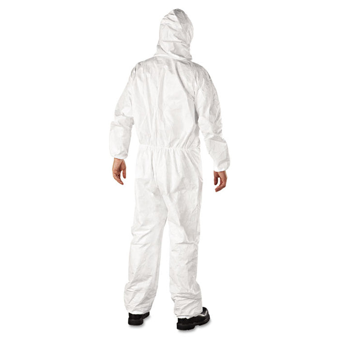 Tyvek Elastic-Cuff Hooded Coveralls, HD Polyethylene, White, 2X-Large, 25/Carton