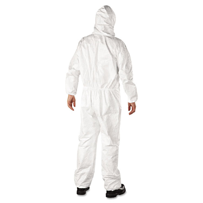 Tyvek Elastic-Cuff Hooded Coveralls, HD Polyethylene, White, X-Large, 25/Carton