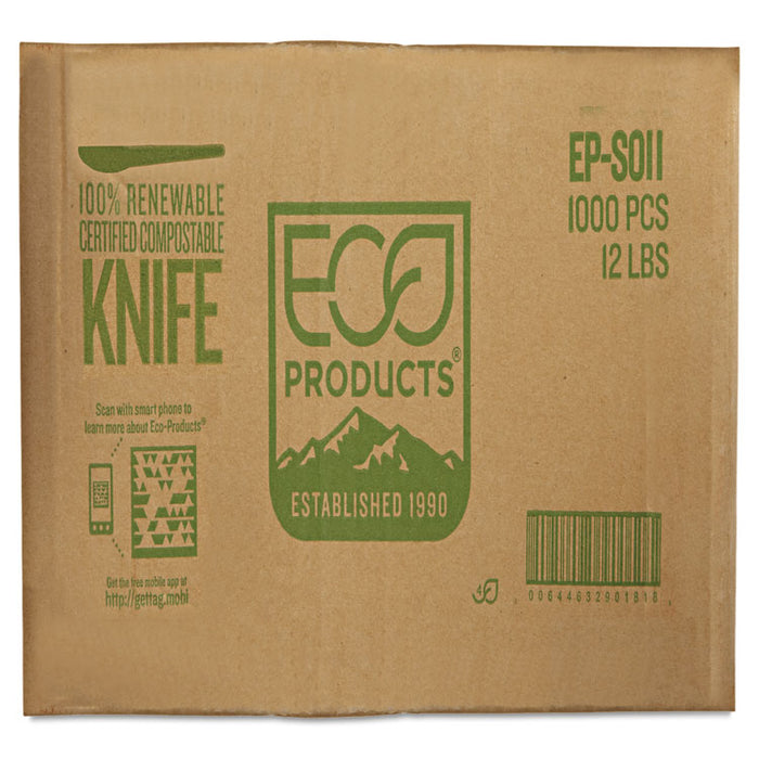 Plantware Compostable Cutlery, Knife, 6", Pearl White, 50/Pack, 20 Pack/Carton