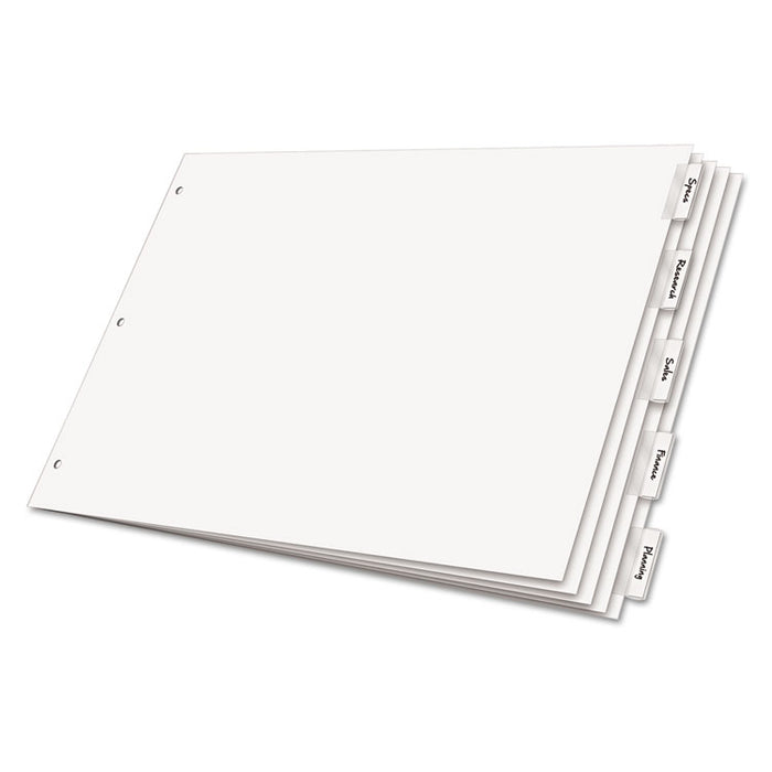Paper Insertable Dividers, 5-Tab, 11 x 17, White, 1 Set