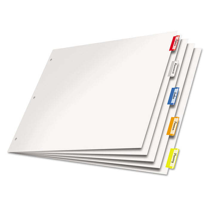 Paper Insertable Dividers, 5-Tab, 11 x 17, White, 1 Set