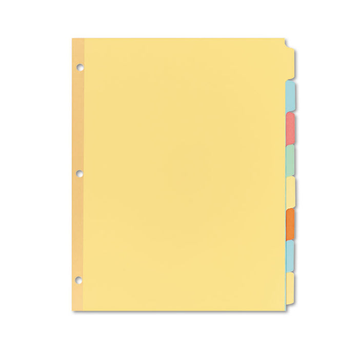 Write and Erase Plain-Tab Paper Dividers, 8-Tab, Letter, Multicolor, 24 Sets
