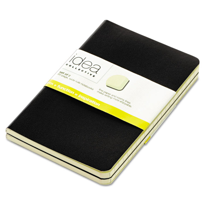 Idea Collective Journal, Soft Cover, 1 Subject, Wide/Legal Rule, Black Cover, 5.5 x 3.5, 40 Sheets, 2/Pack