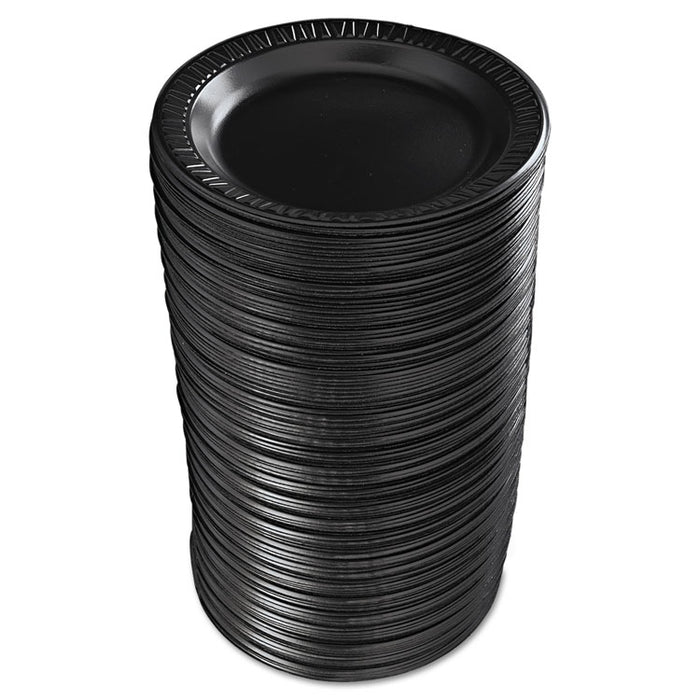 Quiet Classic Laminated Foam Dinnerware, Plate, 9" dia, Black, 125/Pk, 4 Pks/Ctn
