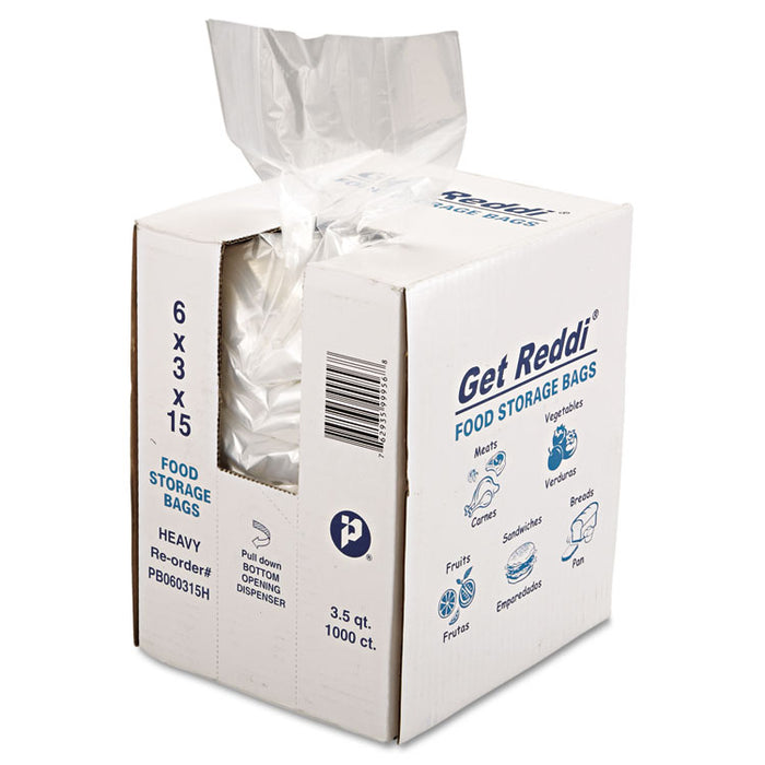 Food Bags, 3.5 qt, 1 mil, 6" x 15", Clear, 1,000/Carton