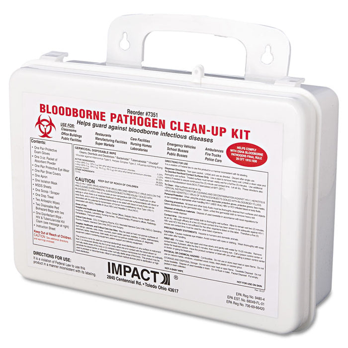 Bloodborne Pathogen Cleanup Kit, OSHA Compliant, Plastic Case