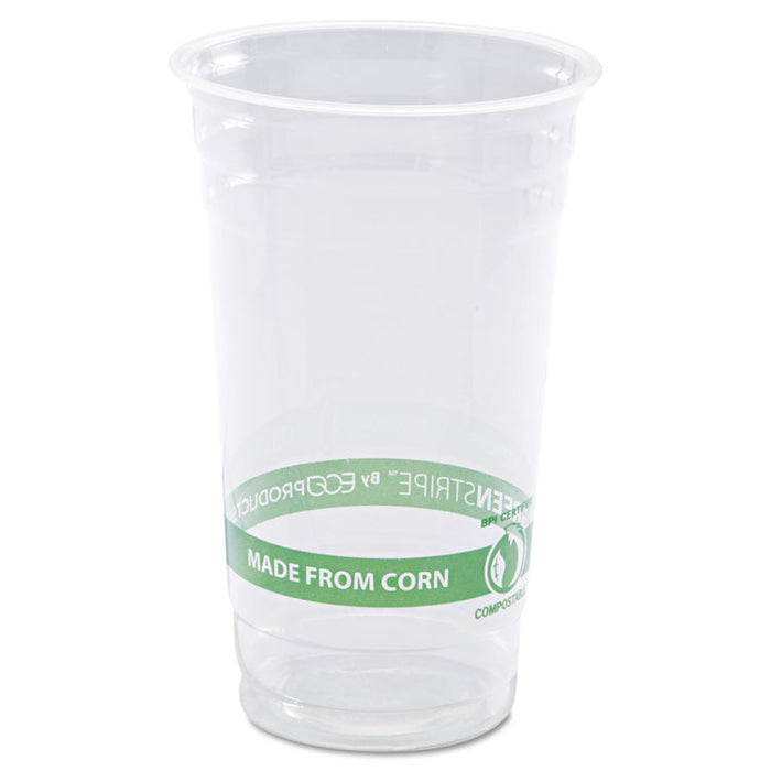 GreenStripe Renewable and Compostable PLA Cold Cups, 24 oz, 50/Pack, 20 Packs/Carton