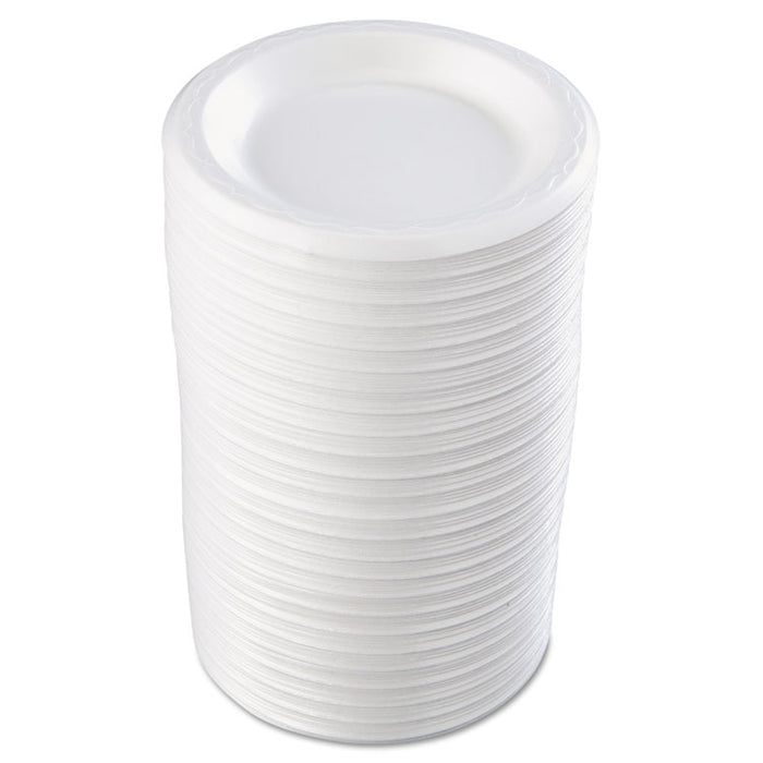 Foam Dinnerware, Plate, 6" dia, White, 125/Pack, 8 Packs/Carton
