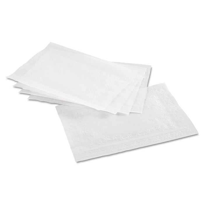 Classic Embossed Straight Edge Placemats, 10 x 14, White, 1,000/Carton