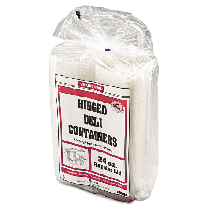 Clear Hinged Deli Container, 24oz, 7 1/4 x 6 2/5 x 2 1/4, 100/Bag, 2 Bags/Carton