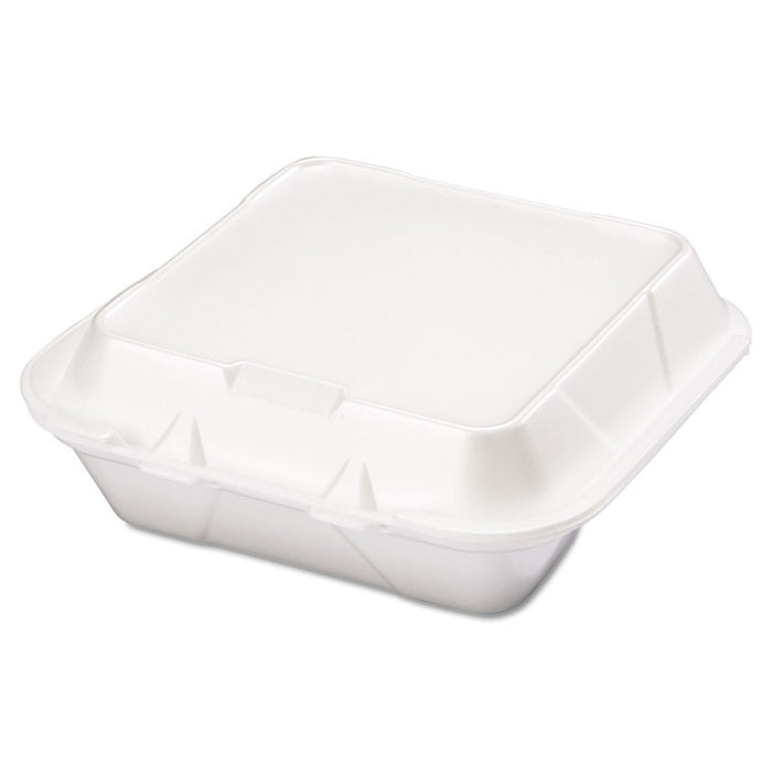 Snap It Foam Container, 3-Comp, 8 1/4 x 8 x 3, White, 100/Bag, 2 Bags/Carton