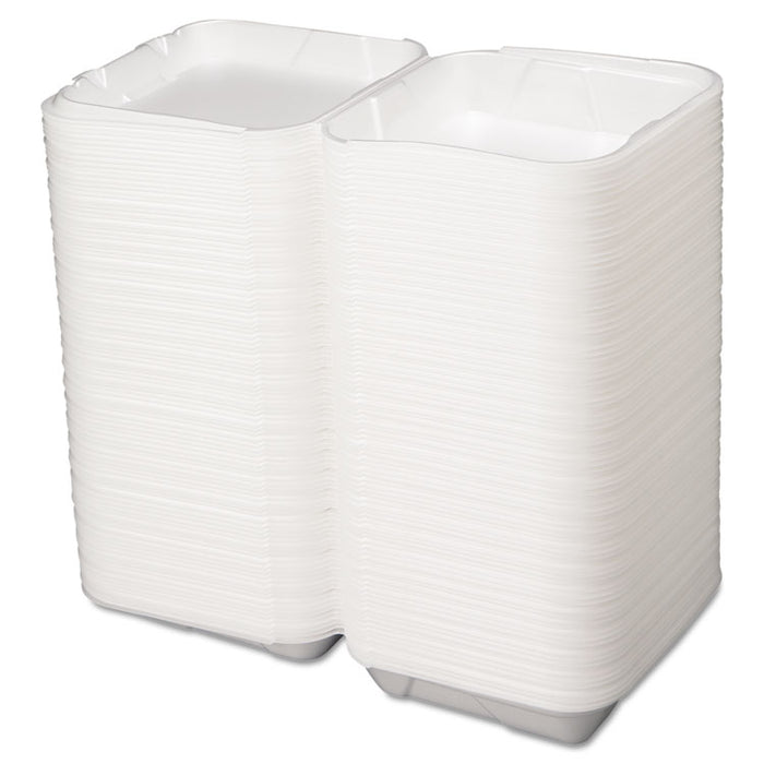 Snap It Foam Container, 1-Comp, 9 1/4 x 9 1/4 x 3, White, 100/Bag, 2 Bags/Carton