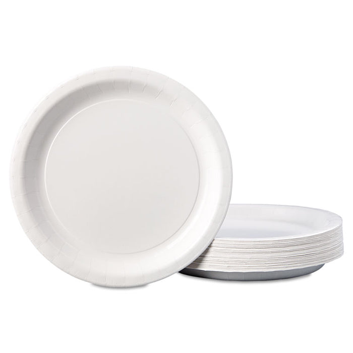 Coated Paper Dinnerware, Plate, 9" dia, White, 50/Pack, 10 Packs/Carton